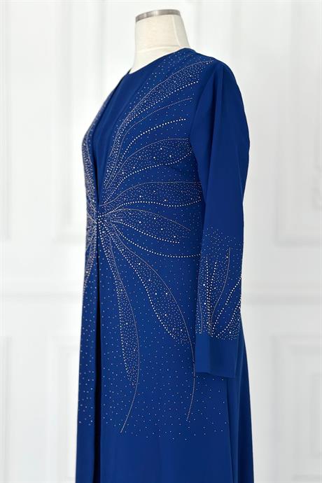 Ceren Tesettür Abiye İndigo