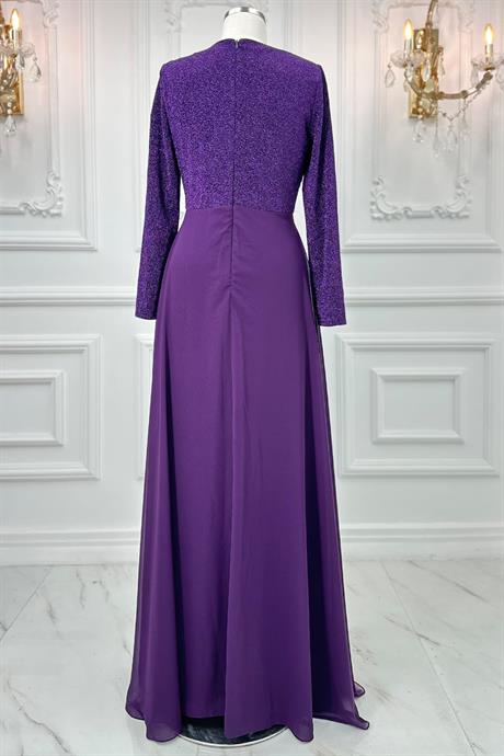 Cevher Tesettür Abiye Mor