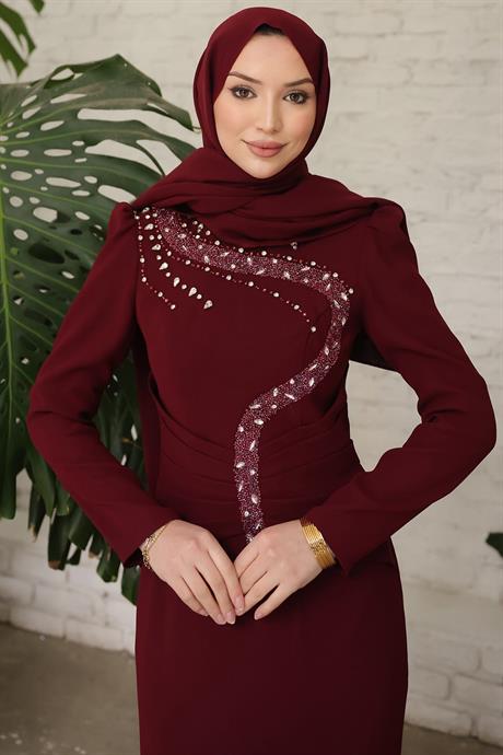 Cleopatra Tesettür Abiye Bordo