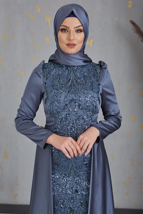 Damla Tesettür Abiye Antrasit