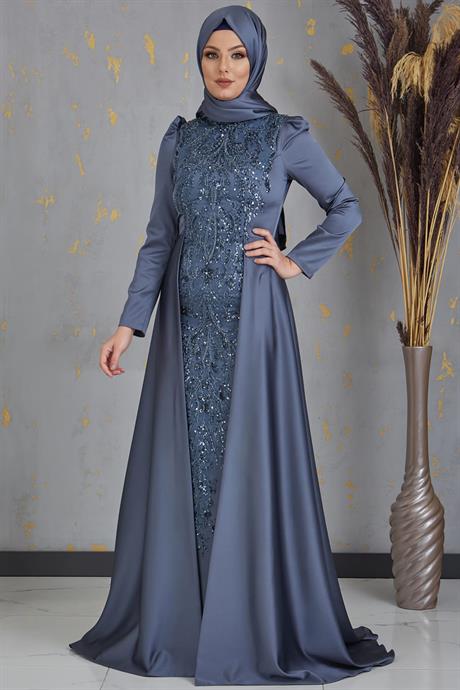 Damla Tesettür Abiye Antrasit