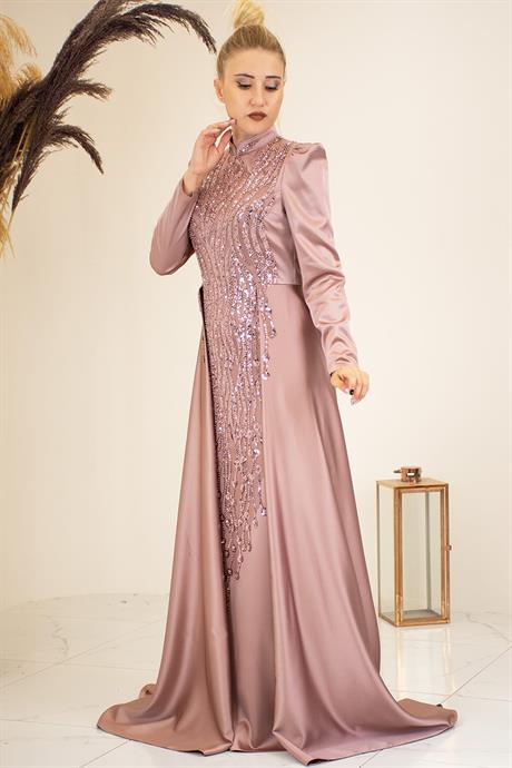 Damla Tesettür Abiye Gülkurusu