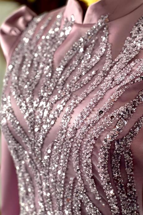 Damla Tesettür Abiye Lila