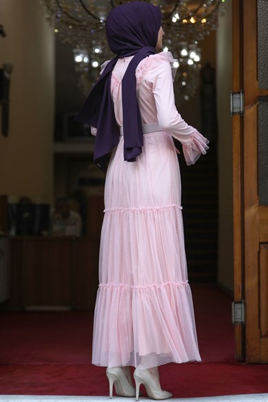 Damla Tesettür Abiye Pudra