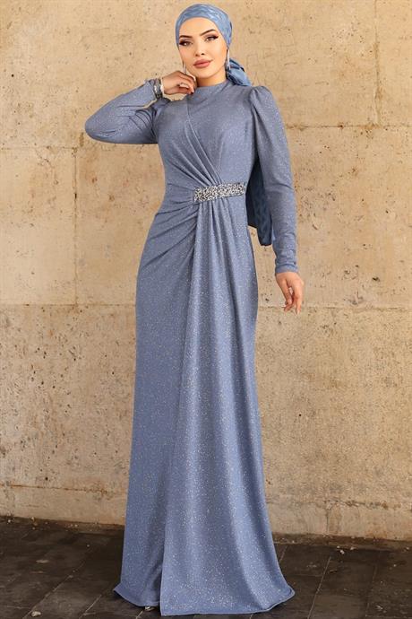Defne Tesettür Abiye İndigo