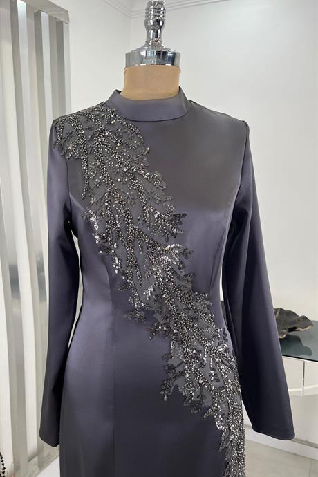 Deniz Tesettür Abiye Gri