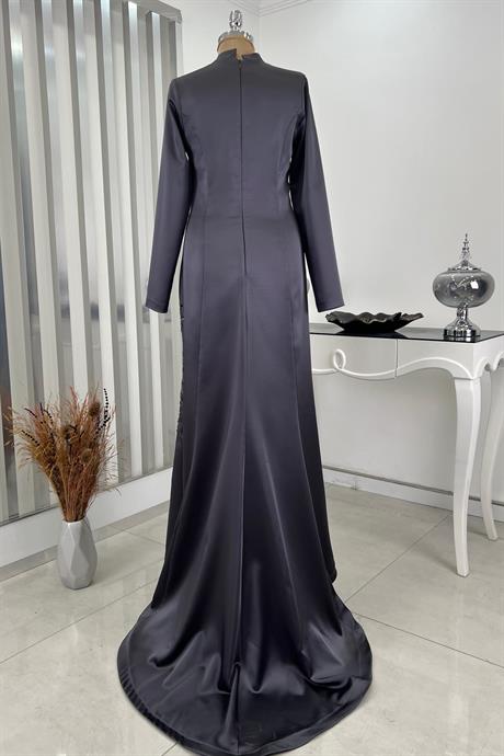 Deniz Tesettür Abiye Gri