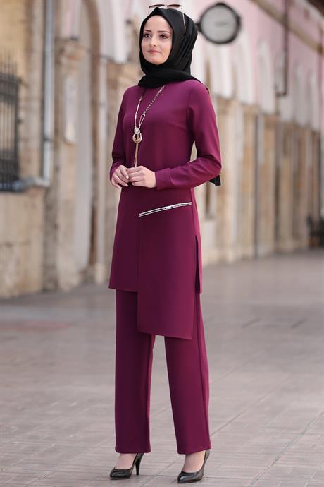 Derin Tesettür Takım Mürdüm