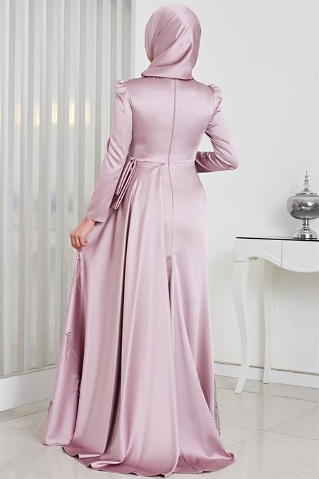 Dicle Tesettür Abiye Lila