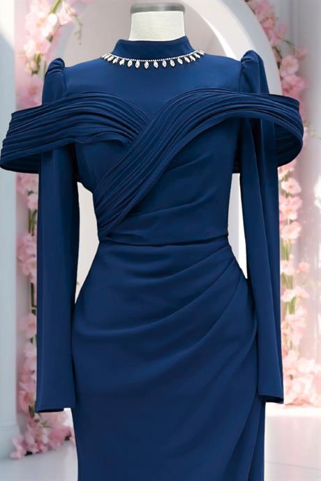 Dila Tesettür Abiye Lacivert