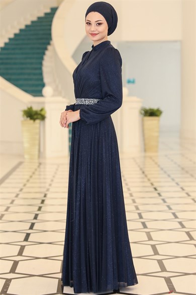 Dila Tesettür Abiye Lacivert