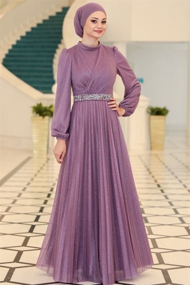 Dila Tesettür Abiye Lavanta