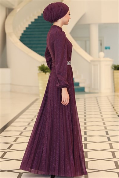 Dila Tesettür Abiye Mor