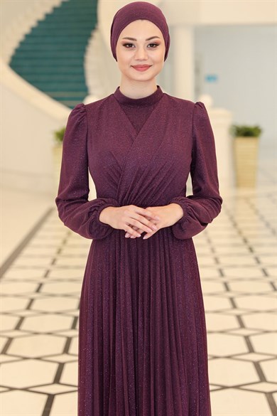 Dila Tesettür Abiye Mor