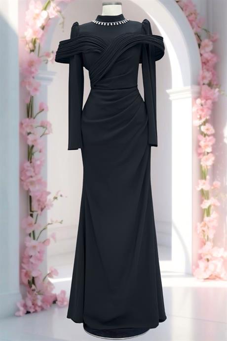 Dila Tesettür Abiye Siyah