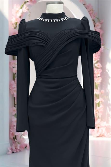 Dila Tesettür Abiye Siyah