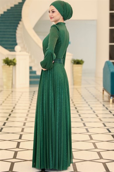 Dila Tesettür Abiye Zümrüt