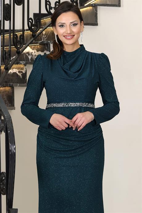 Dilara Tesettür Abiye Zümrüt