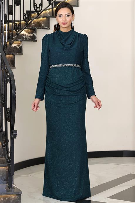 Dilara Tesettür Abiye Zümrüt