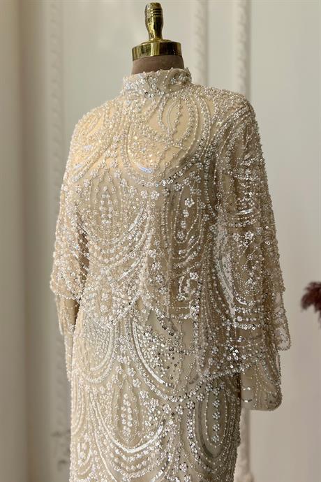 Diva Tesettür Abiye Bej