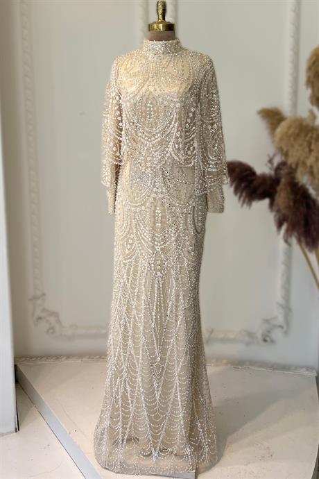 Diva Tesettür Abiye Bej