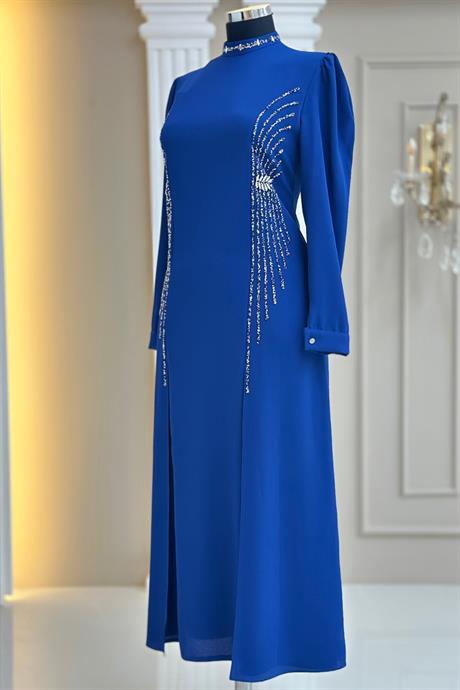 Duru Tesettür Abiye İndigo