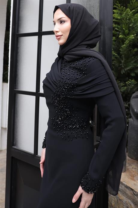Ebru Tesettür Abiye Siyah