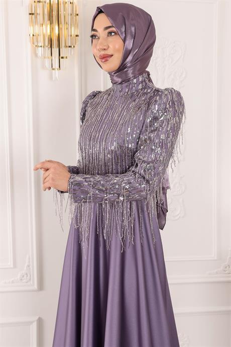 Ecrin Tesettür Abiye Lila
