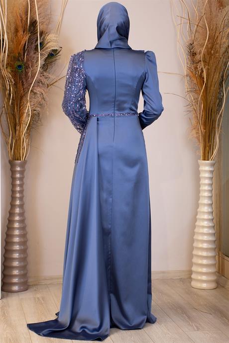 Efila Tesettür Abiye İndigo