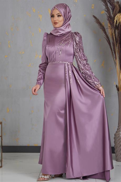 Efila Tesettür Abiye Lila