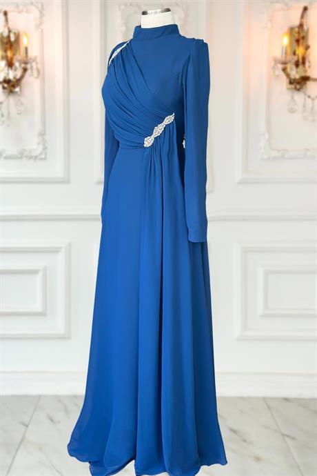 Eflin Tesettür Abiye İndigo