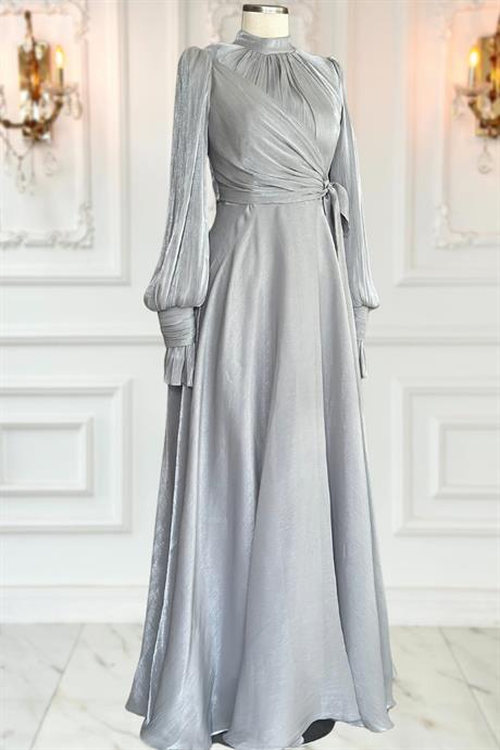 Efruz Tesettür Abiye Gri