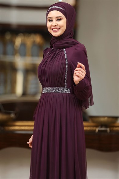 Efsane Tesettür Abiye Mor
