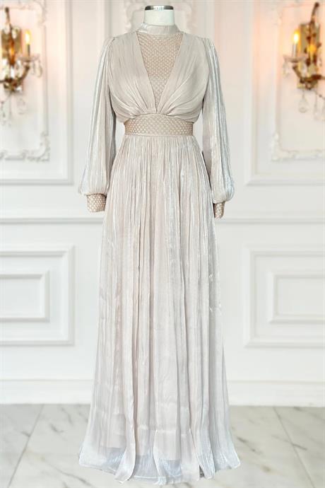 Efser Tesettür Abiye Bej