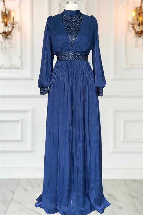 Efser Tesettür Abiye Lacivert