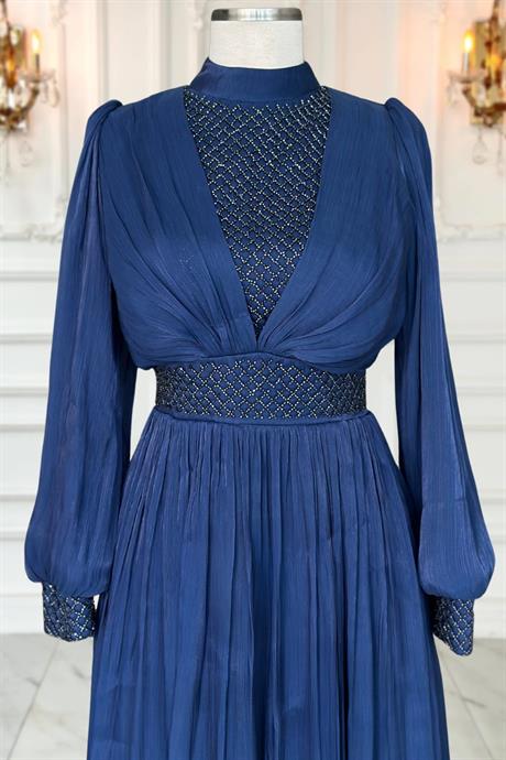 Efser Tesettür Abiye Lacivert