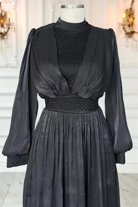 Efser Tesettür Abiye Siyah