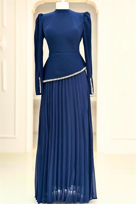 Efsun Piliseli Tesettür Abiye Lacivert