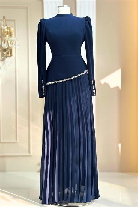 Efsun Piliseli Tesettür Abiye Lacivert