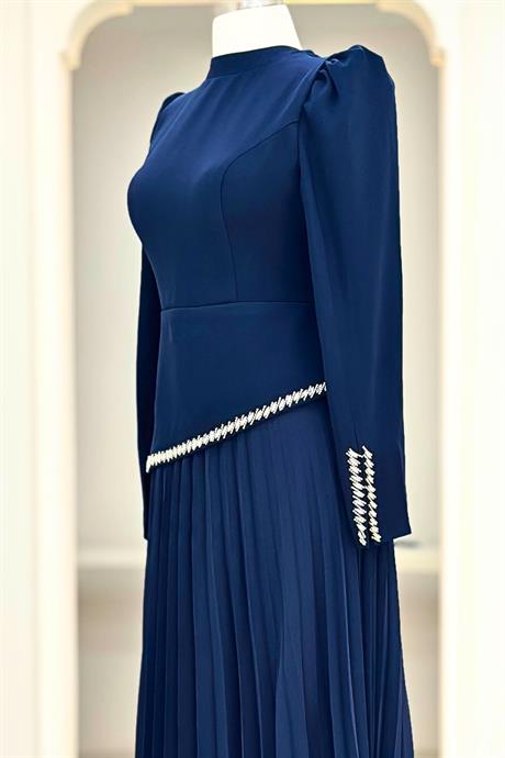 Efsun Piliseli Tesettür Abiye Lacivert