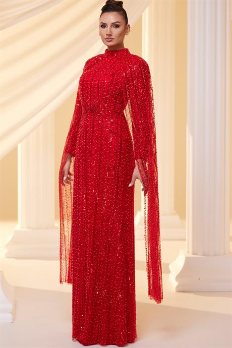 Efsun Tesettür Abiye Kırmızı