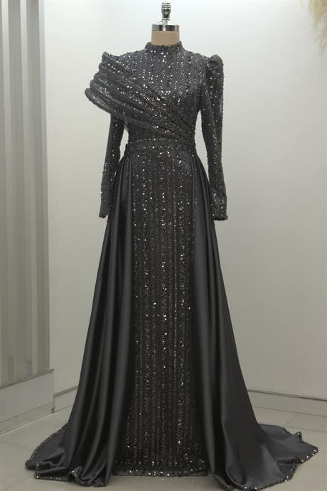 Elegance Tesettür Abiye Antrasit