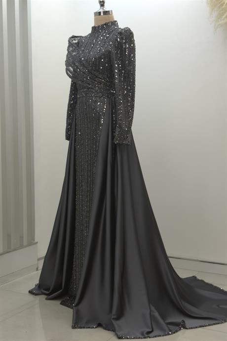 Elegance Tesettür Abiye Antrasit