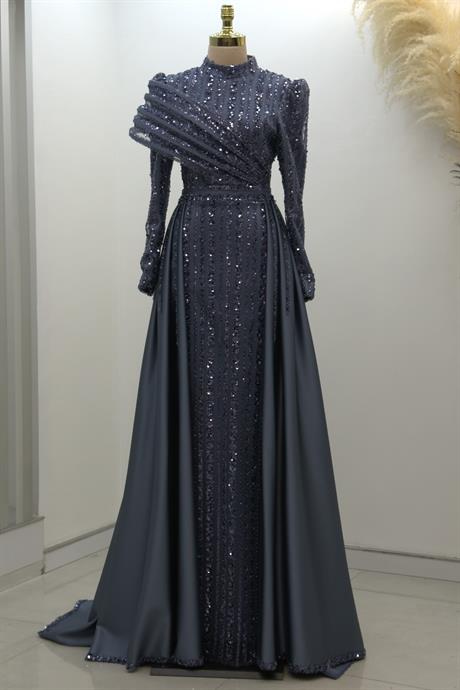 Elegance Tesettür Abiye İndigo