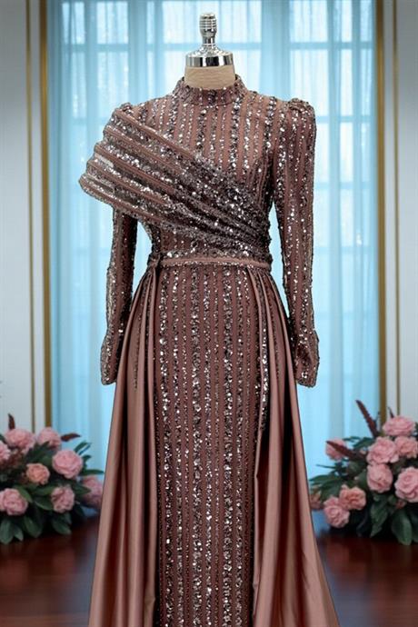 Elegance Tesettür Abiye Kahve