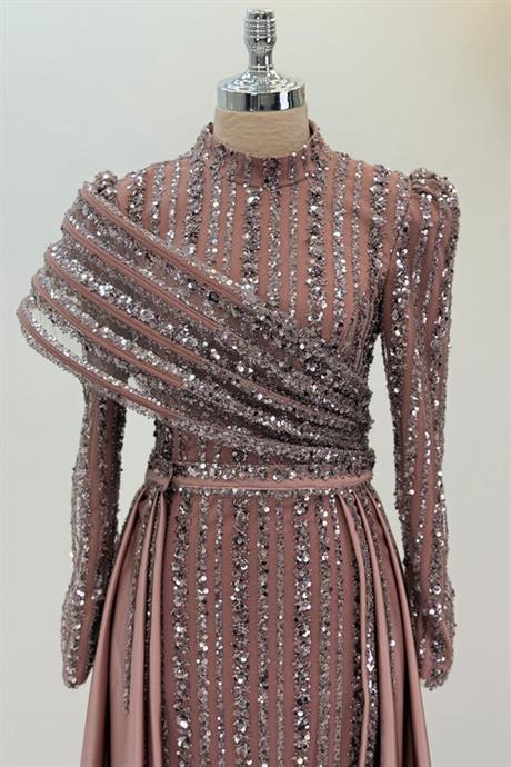 Elegance Tesettür Abiye Kahve