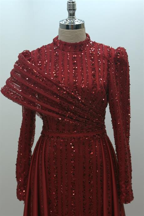 Elegance Tesettür Abiye Kırmızı