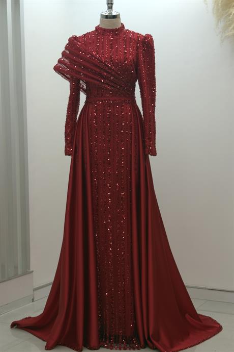 Elegance Tesettür Abiye Kırmızı