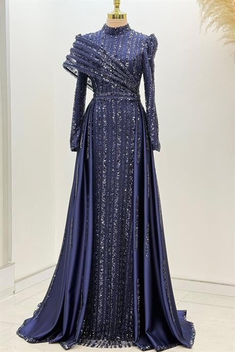 Elegance Tesettür Abiye Lacivert