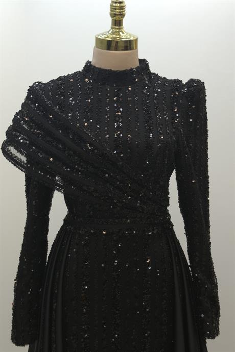 Elegance Tesettür Abiye Siyah